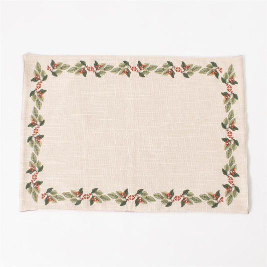 Reversible Pomegranate and Holly Print Placemat
