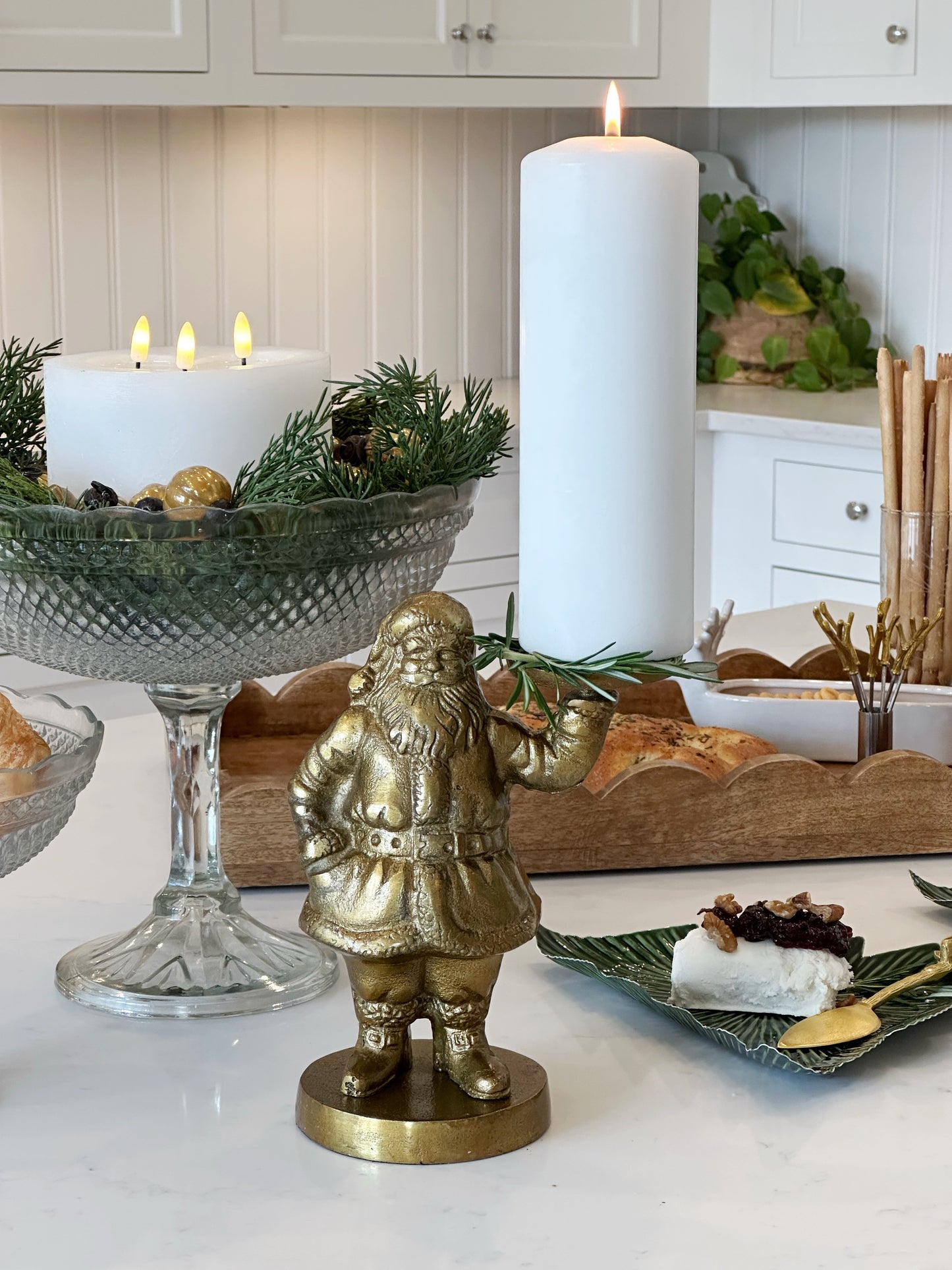 SAINT NICK GOLD METAL SANTA FIGURINE