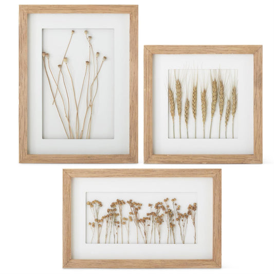 Natural Wood Framed Dried Wheat Wall Art