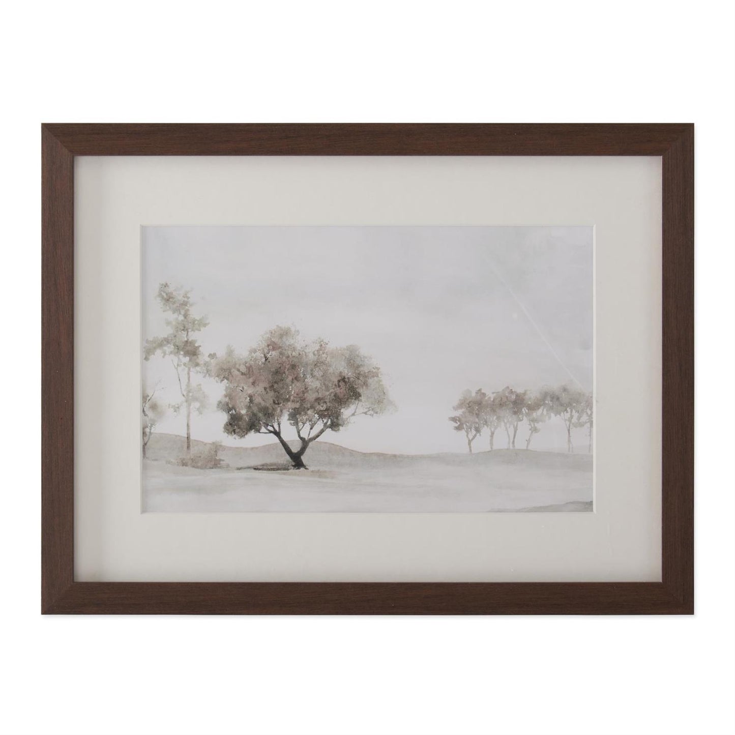 16 Inch Brown Wood Framed Watercolor Landscape Print