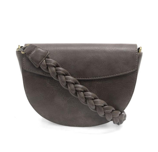 Taupe Linda Crescent Crossbody w/Braided Strap