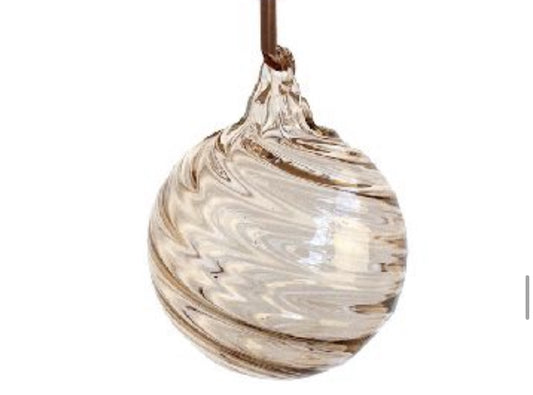 Light Brown Transparent Swirl Glass Ornament