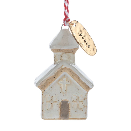 Cream Church Shaped Ornament