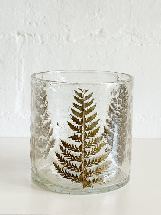 Pressed Fern Glass Candle Holder
