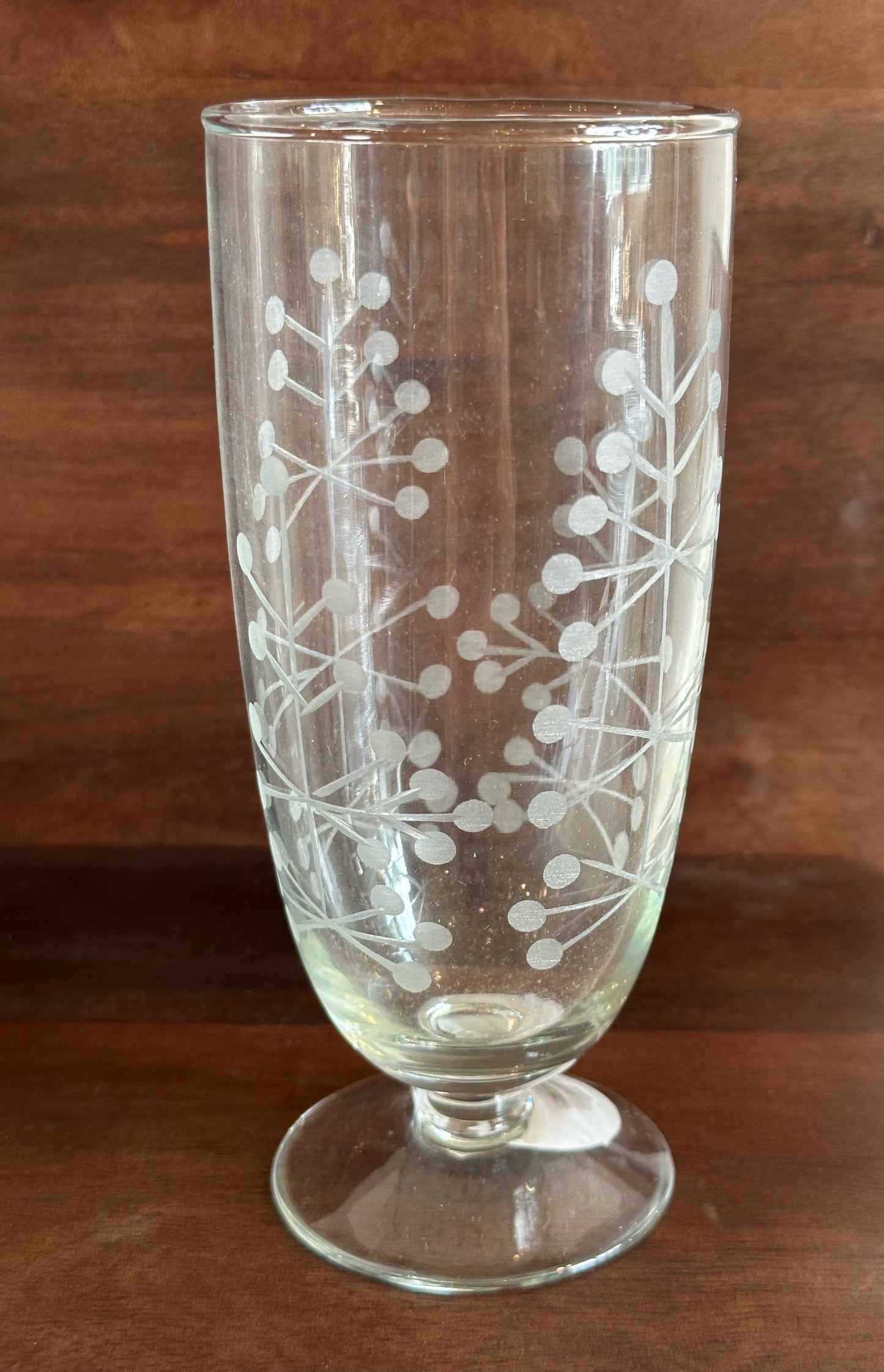 Hand-Blown Stemmed Glass with Etched Botanicals