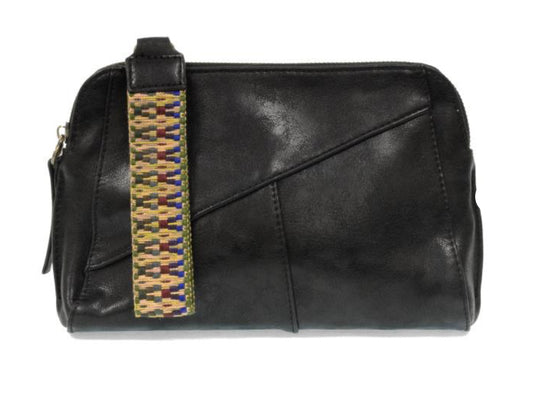 New Black Gigi Crossbody with Woven Wristlet Strap