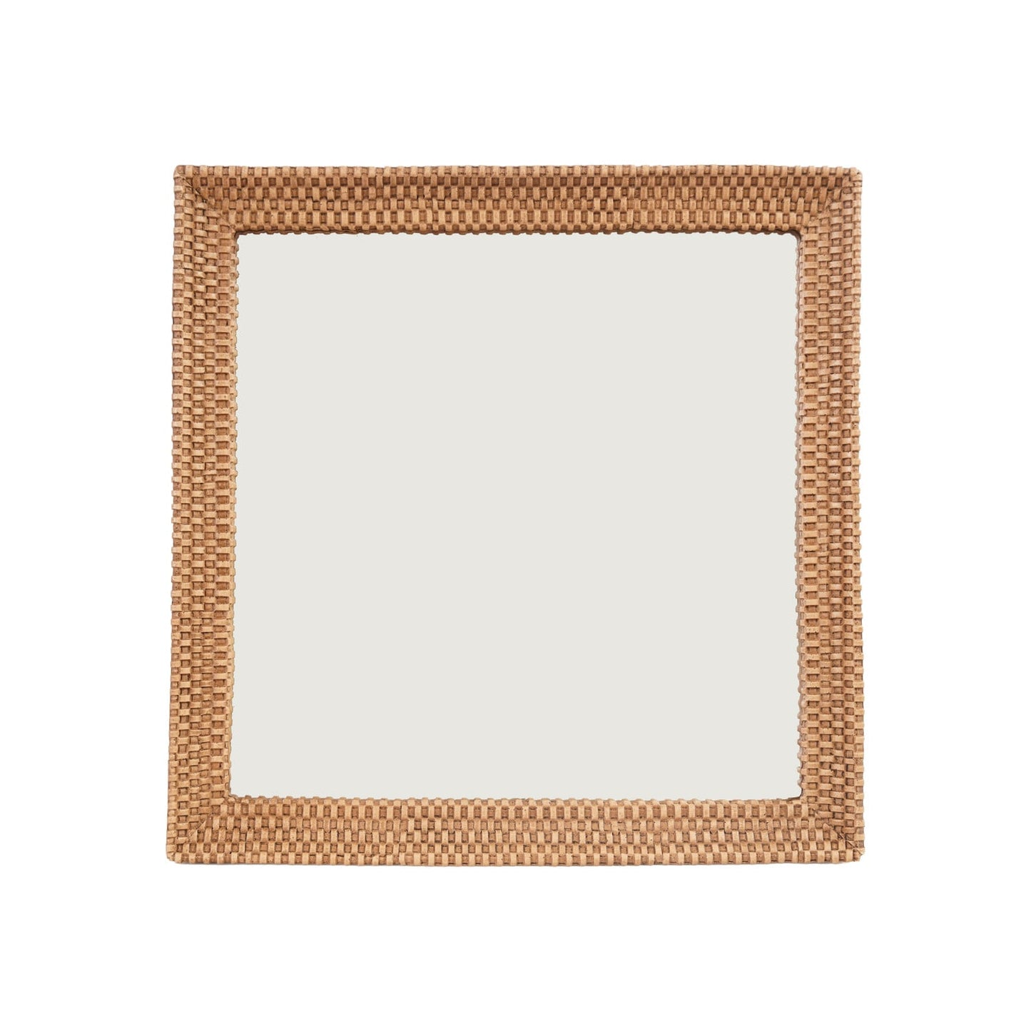 Decorative Resin Mirrored Footed Tray with Woven Design, Brown