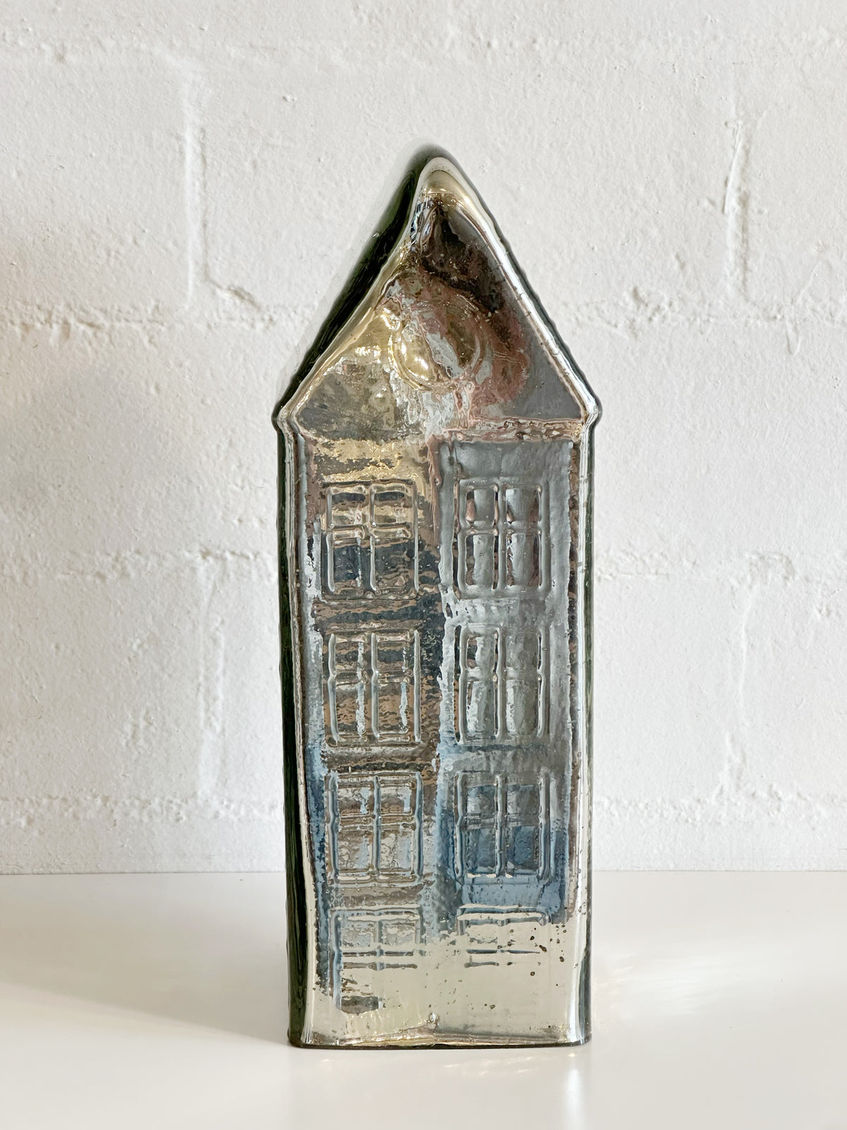 Silver Mercury Glass Village House