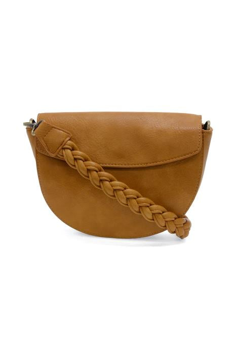 Camel Linda Crescent Crossbody w/Braided Strap
