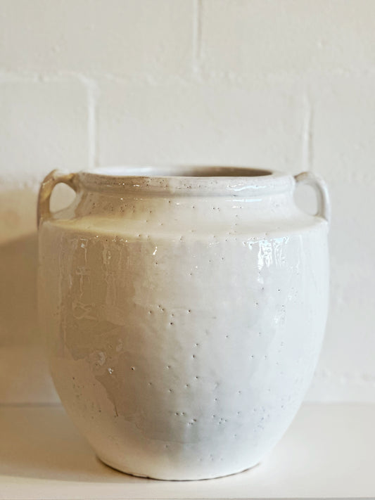 WHITE DOUBLE EAR VASE