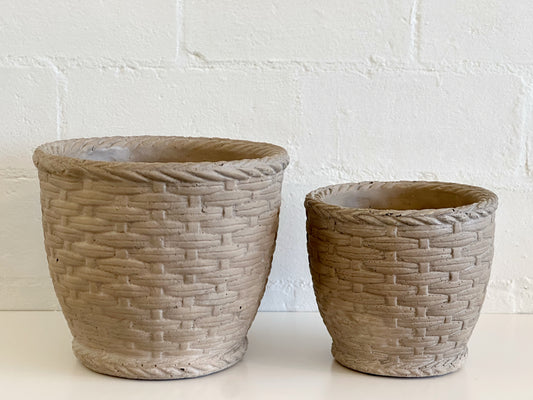 Cement Basket Weave Patio Pot