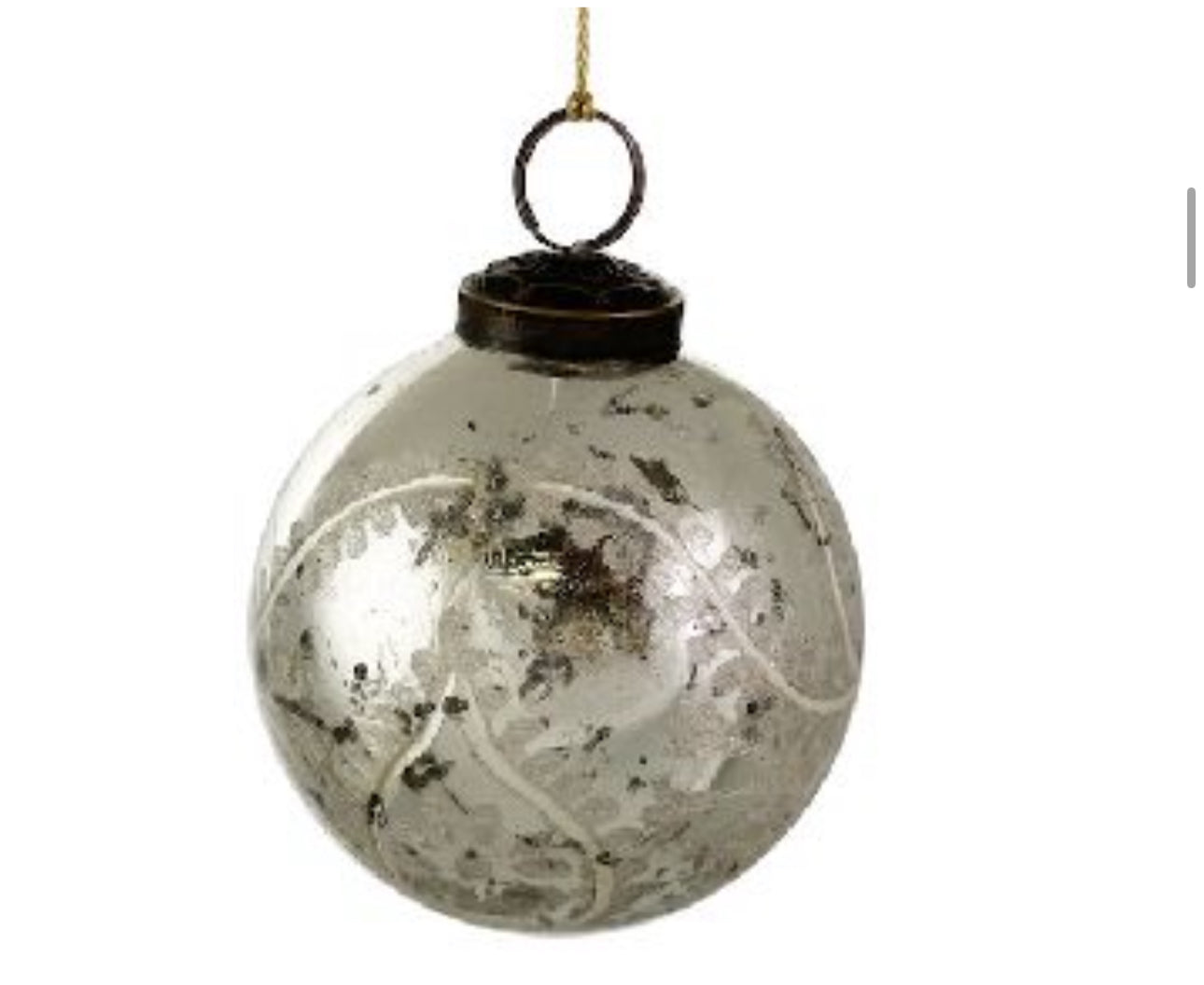 Glass Ball Antique Silver Engraved Branch Pattern Ornament