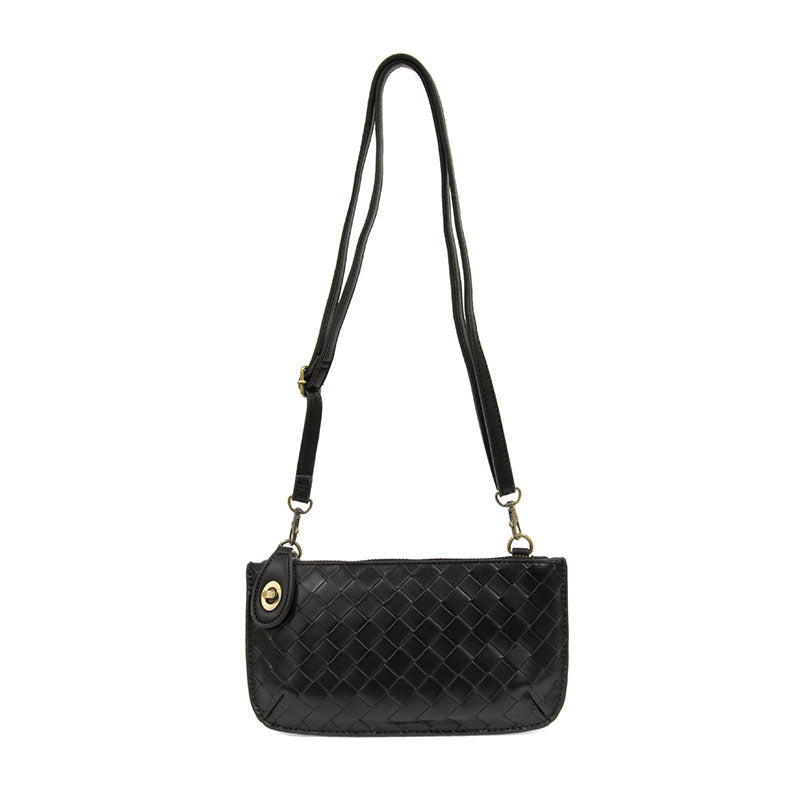 Faux Wide Woven Mini Crossbody Wristlet Clutch