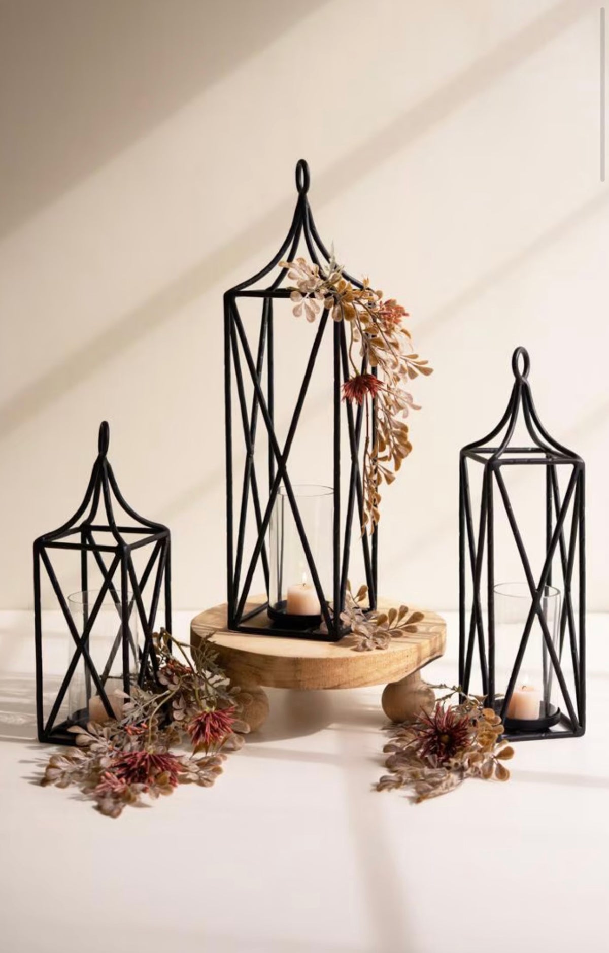 Forged-Iron Lanterns with Glass Inserts