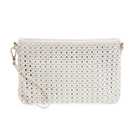 White Emery Faux Cane Crossbody