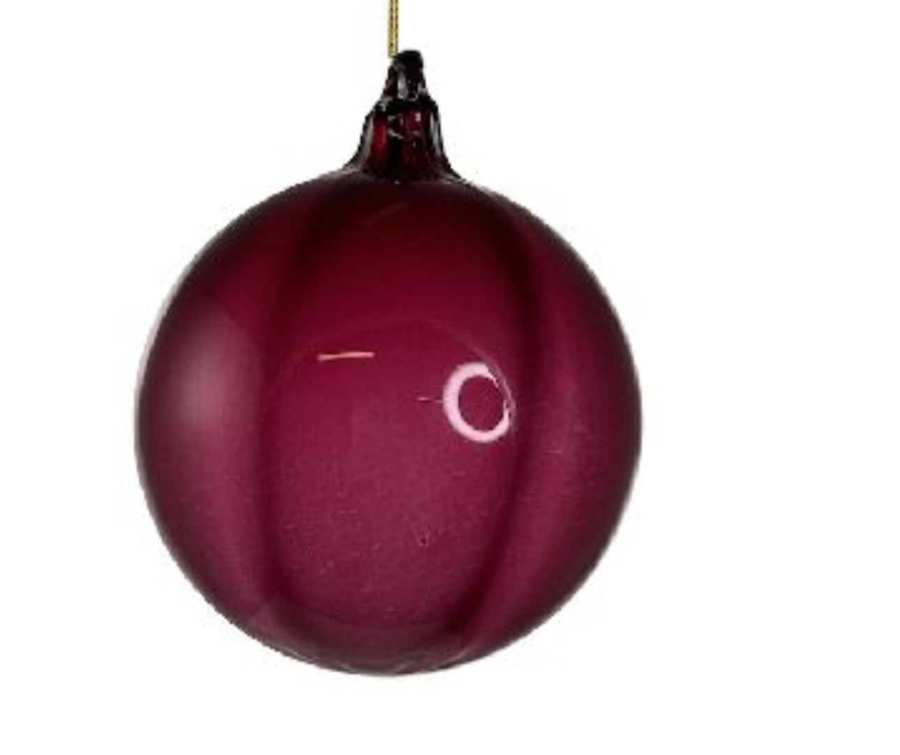 Burgundy Lined Glass Ball Ornament