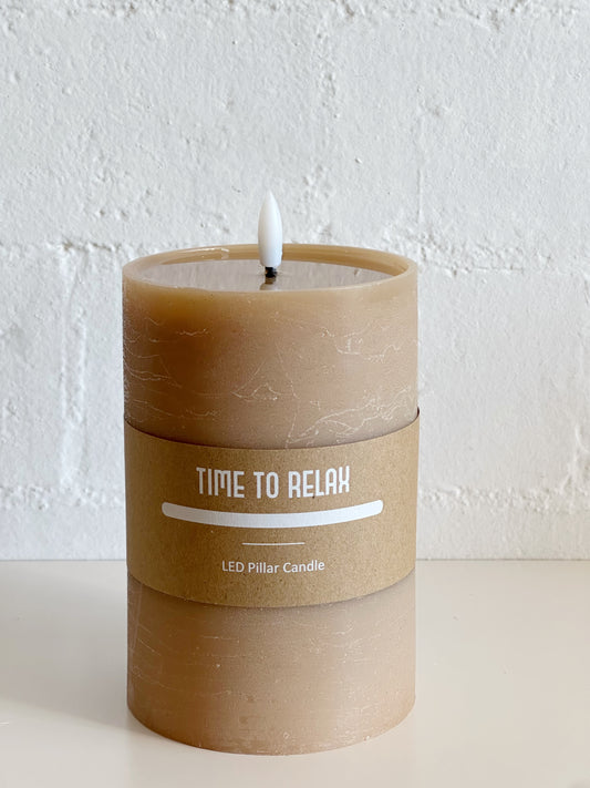 6"CARAMEL LED PILLAR CANDLE