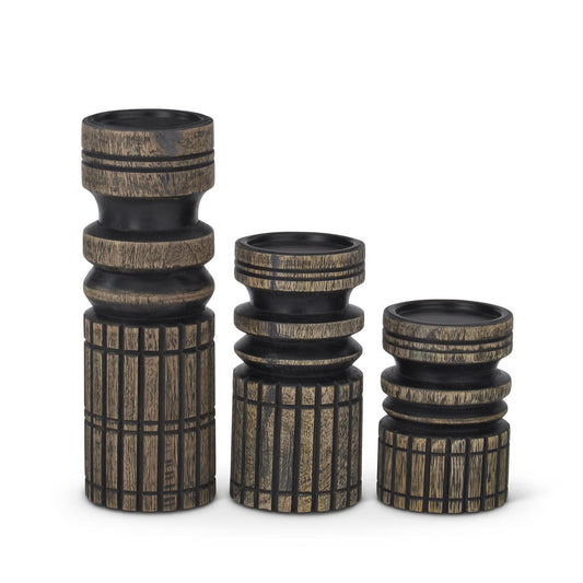 Black Mangowood Candleholders