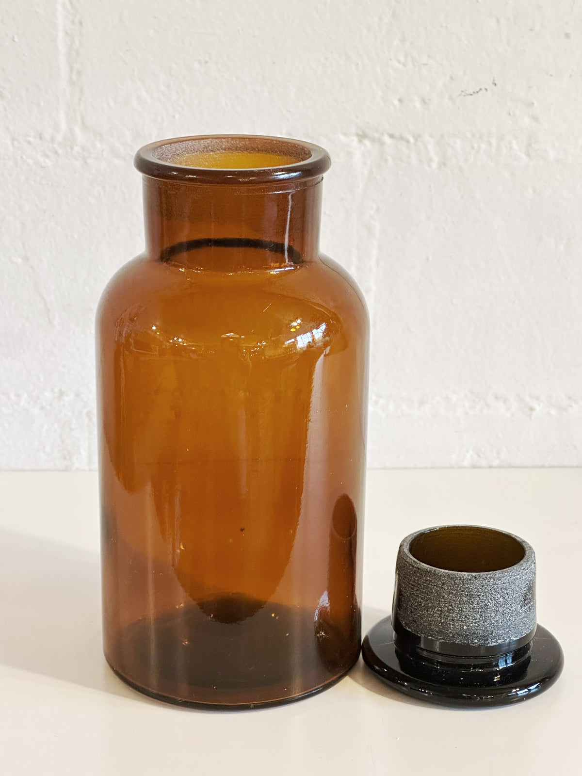 Brown Glass Apothecary Style ￼Bottle with Lid