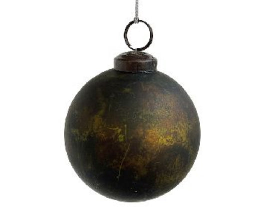 Green Copper Oxidized Glass Ball Ornament