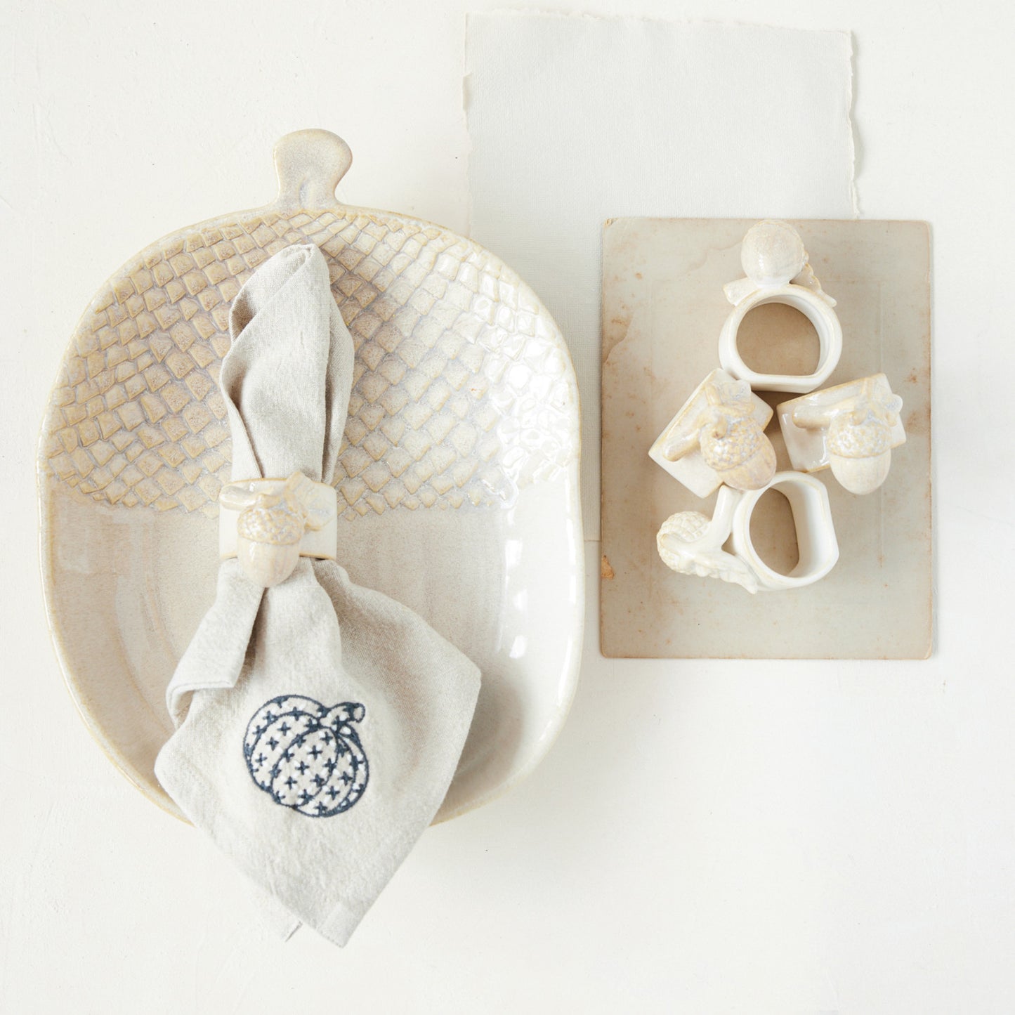 Stoneware Acorn Shaped Platter (Each One Will Vary)
