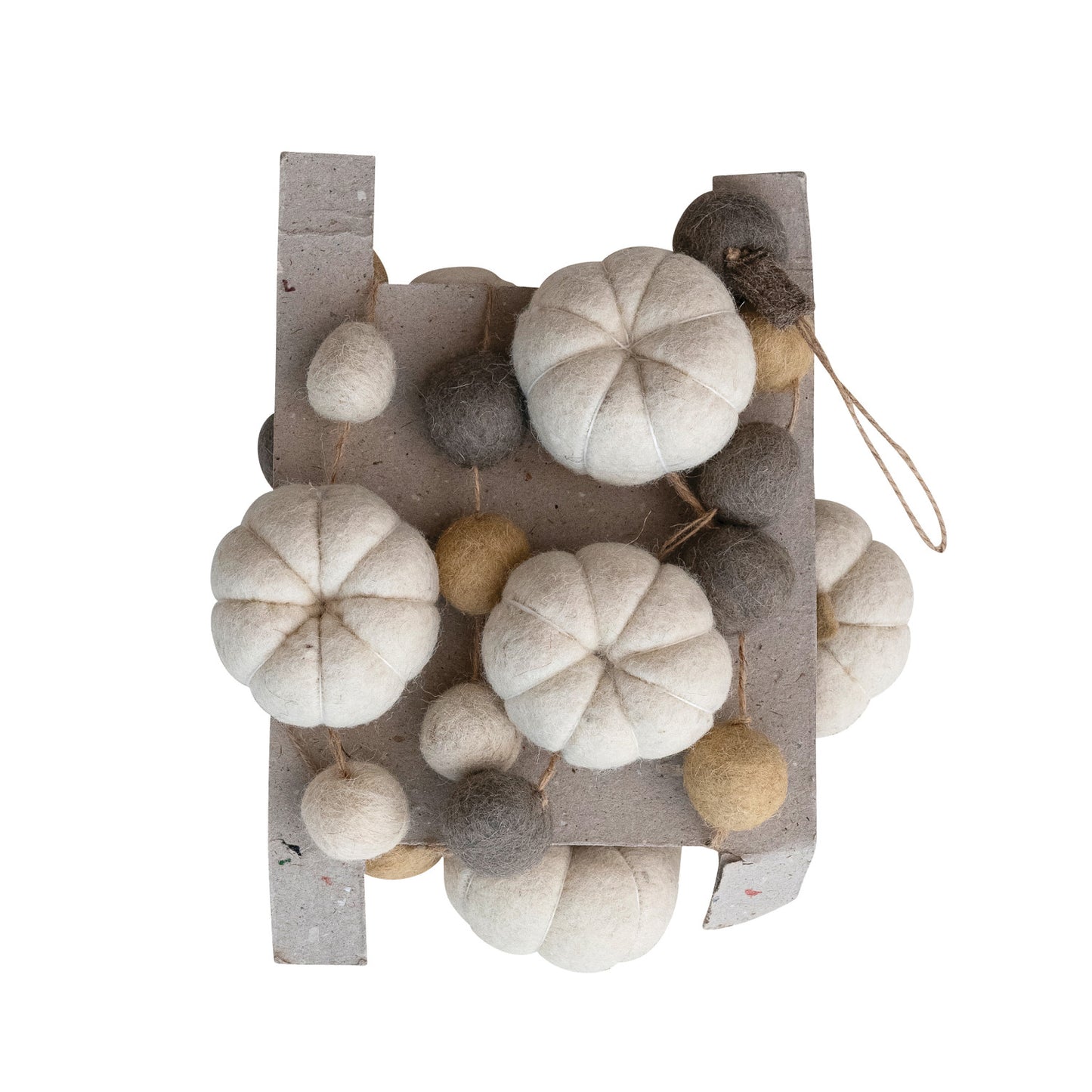 Handmade Wool Felt Pumpkin & Ball Garland with Jute Cord