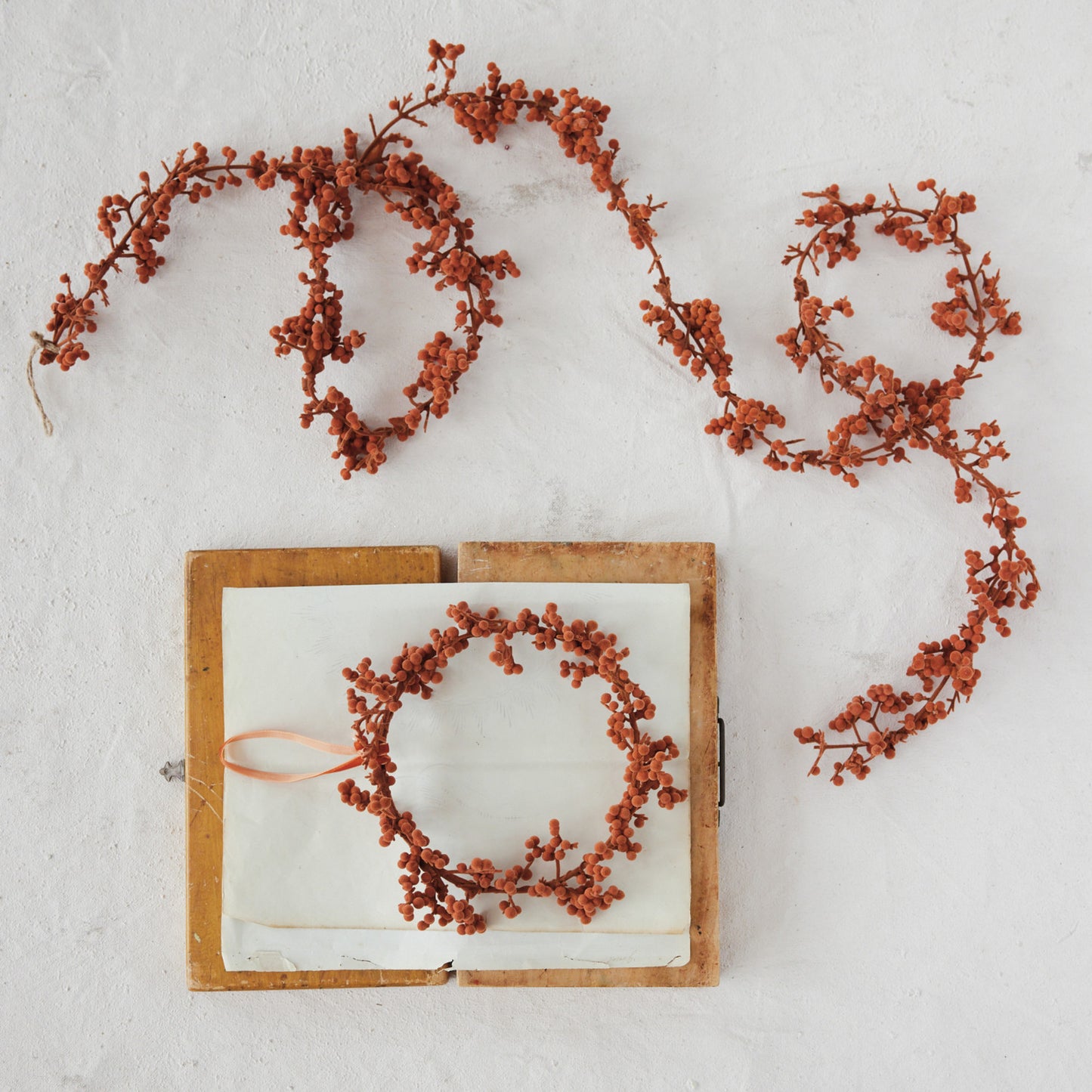 Flocked Foam Ball Garland, Orange Color