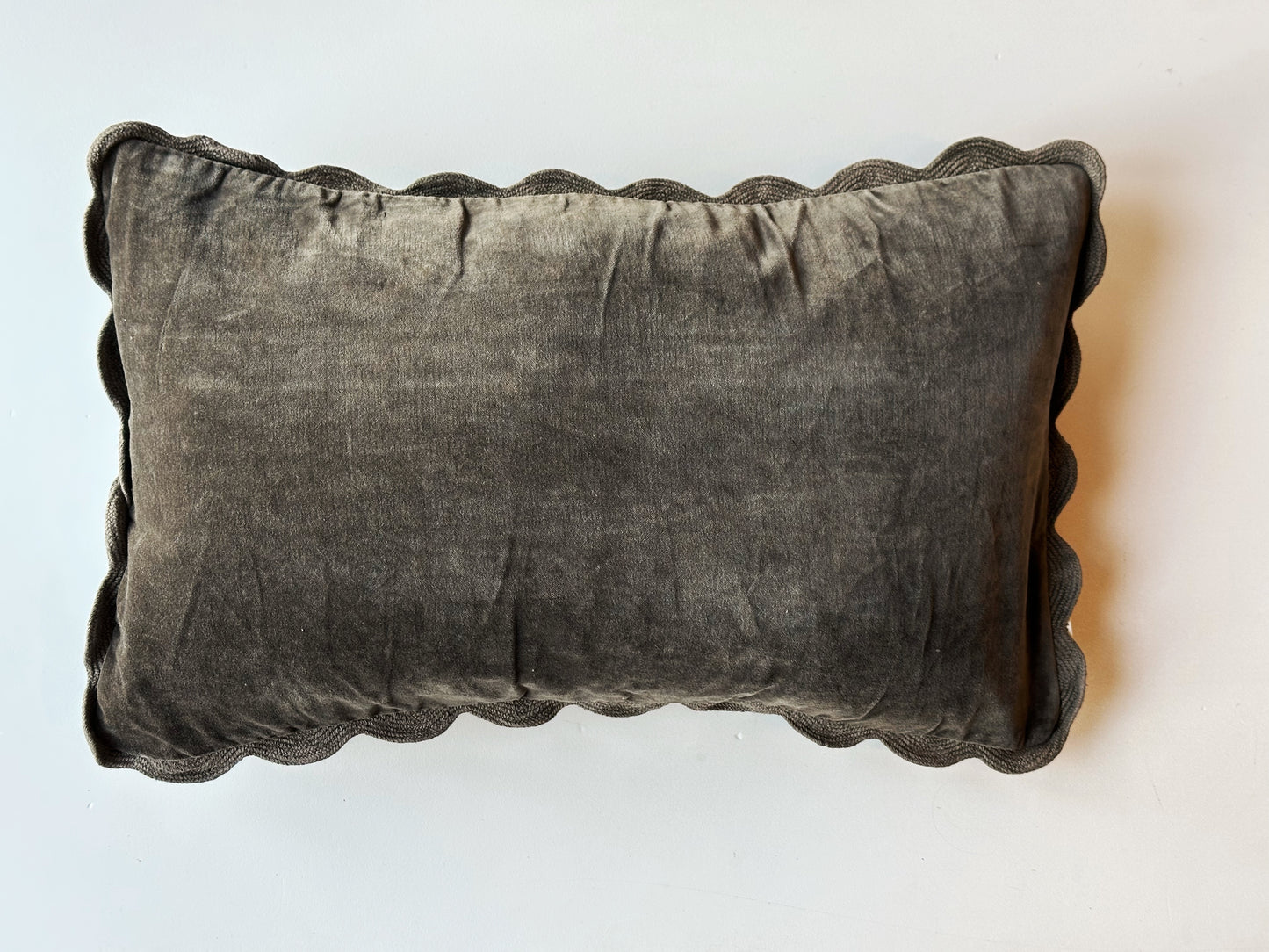 Velvet Scallop Pillow, Charcoal