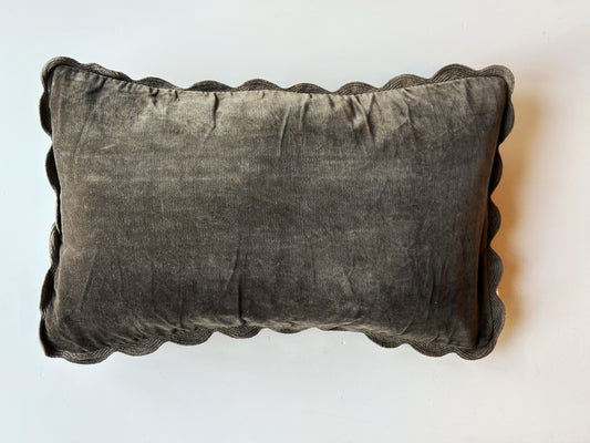 Velvet Scallop Pillow, Charcoal