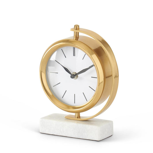 Round Gold Metal Table Clock