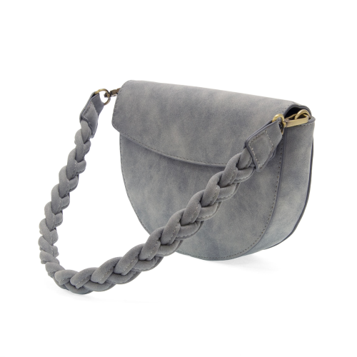 Light Grey Luna Crescent Crossbody w/Braided Strap