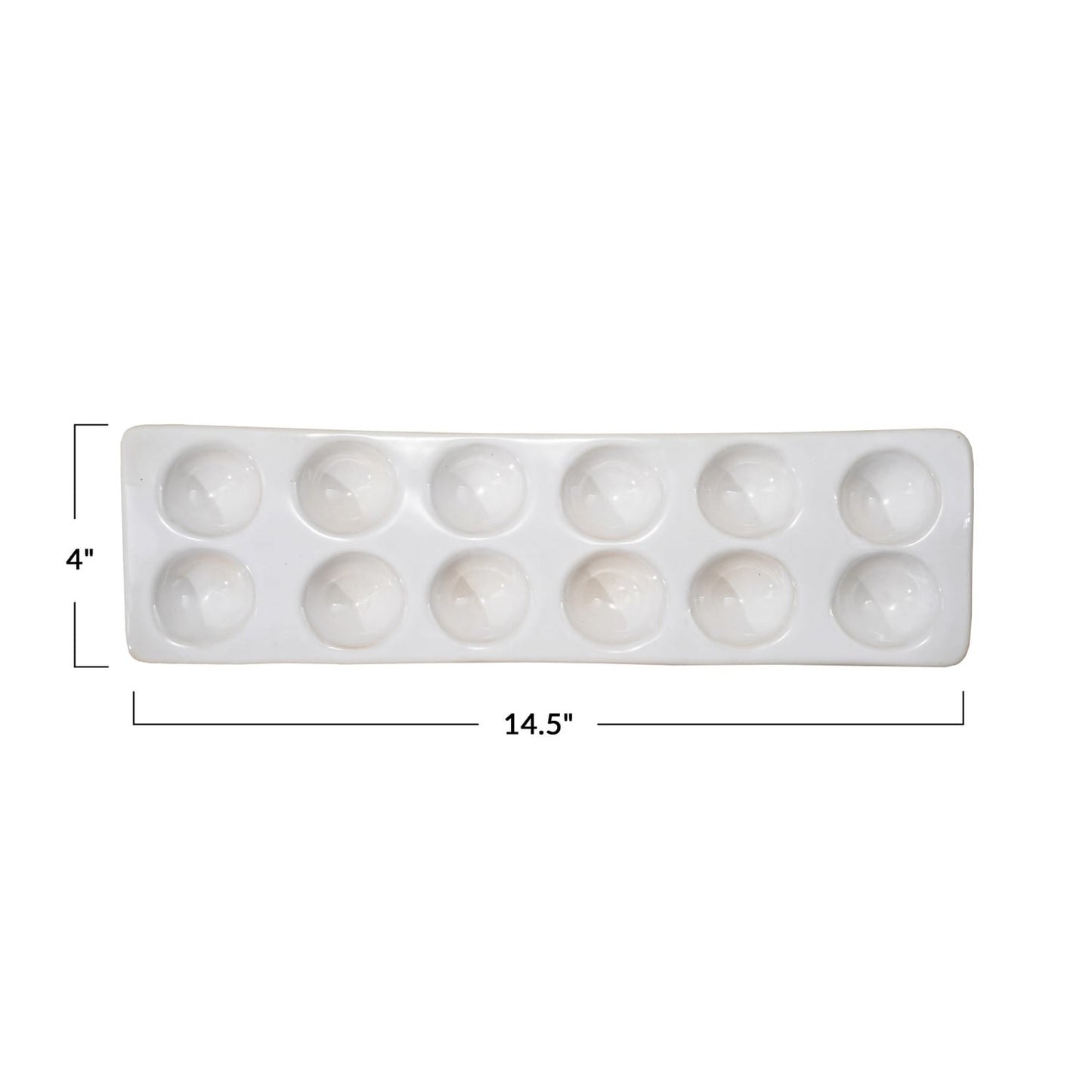 Stoneware Egg Holder, Reactive Glaze, White (Holds 12 Eggs)