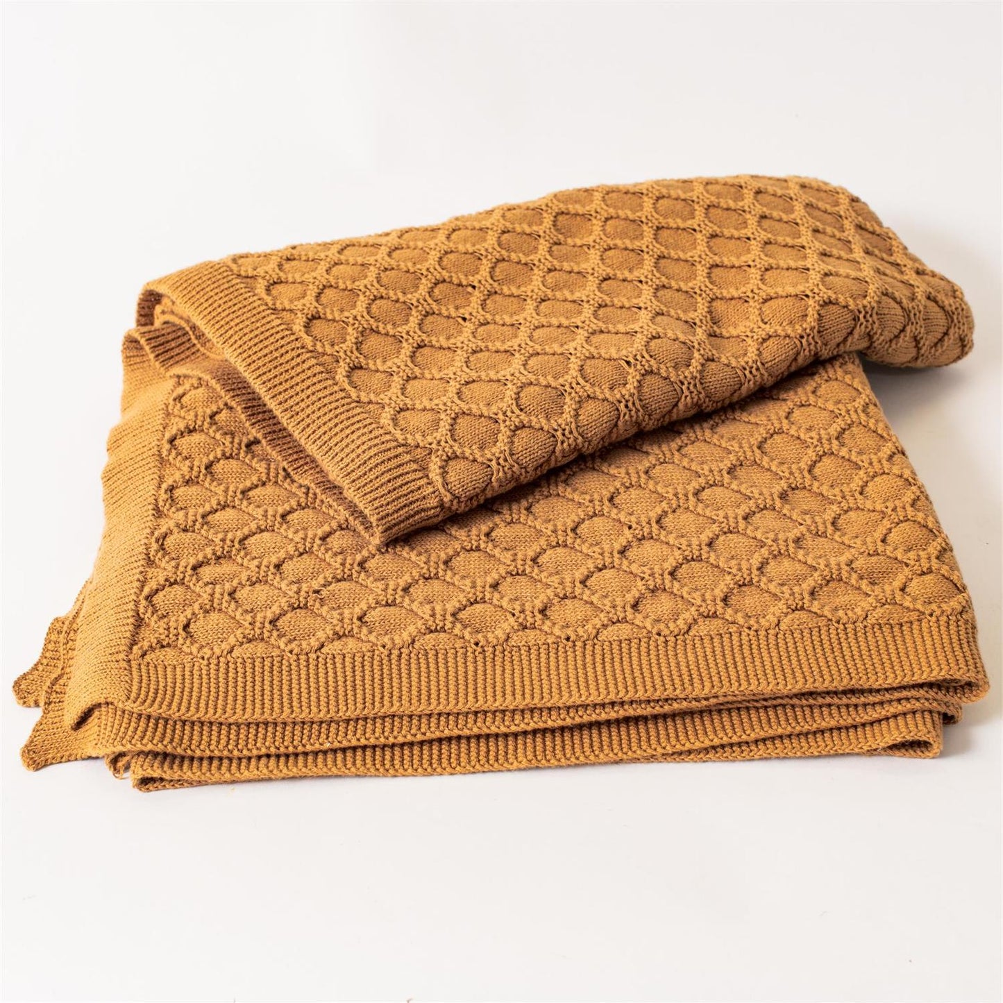 THROW - GOLD DIAMOND KNIT