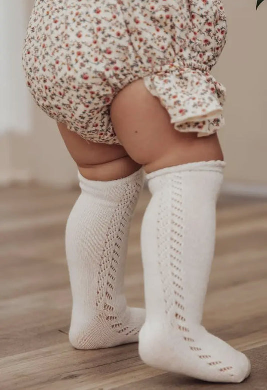 IVORY French Lace Knee High Baby Socks