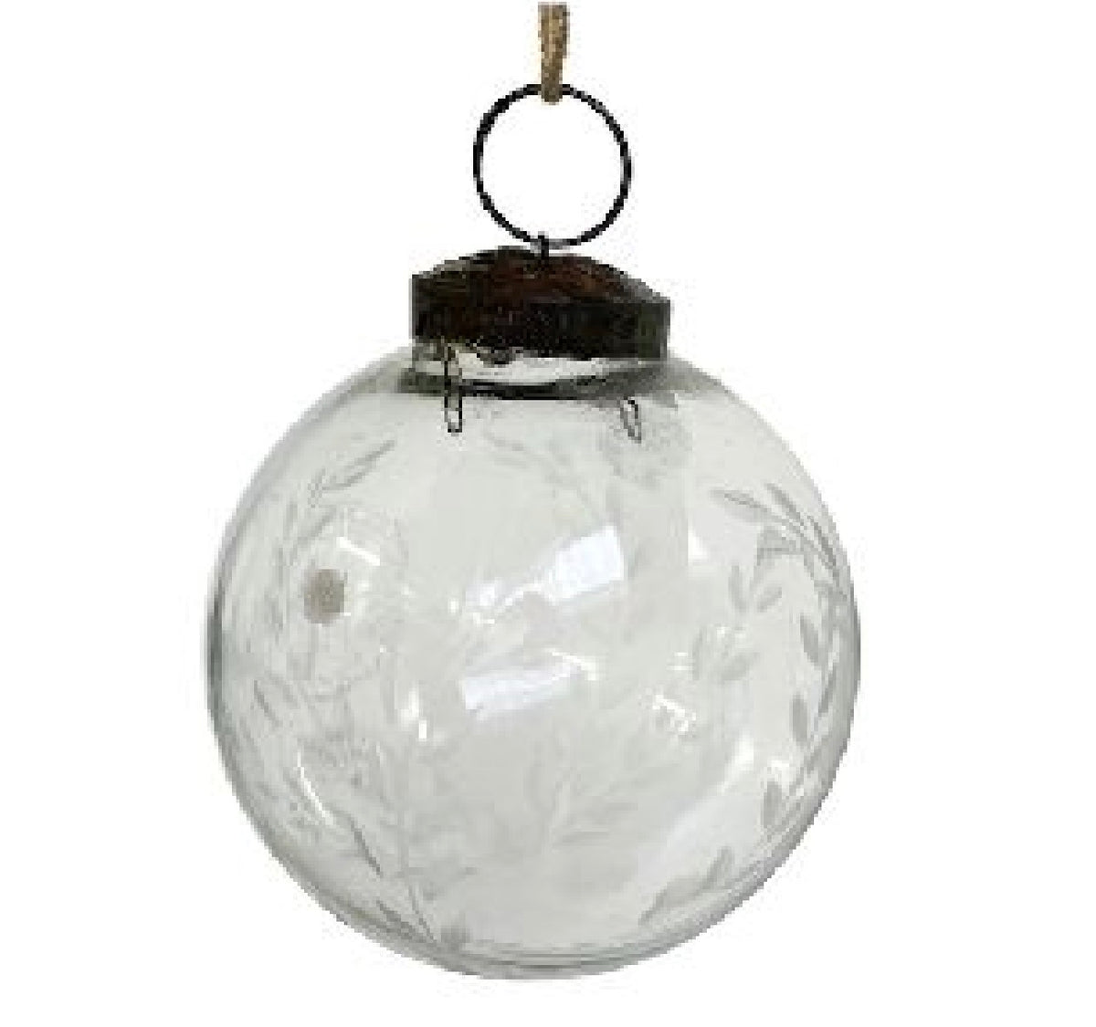Glass ball clear leaf cut