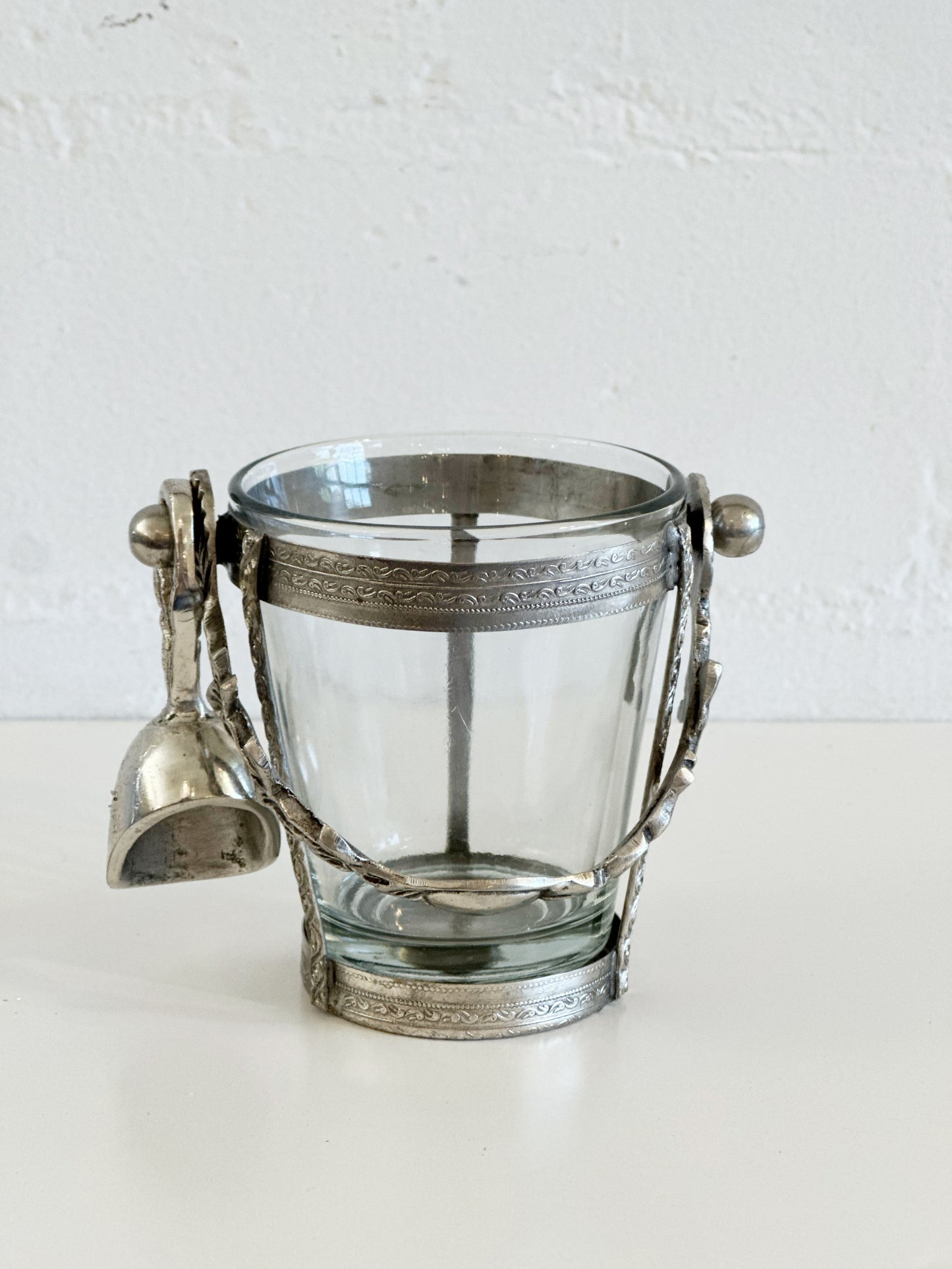 Antique Silver Style Basket w/ Scoop