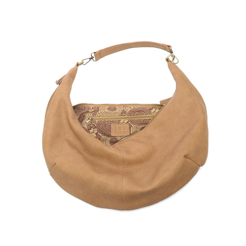 Camel Rhea Slouchy Crescent Shoulder Crossbody Bag