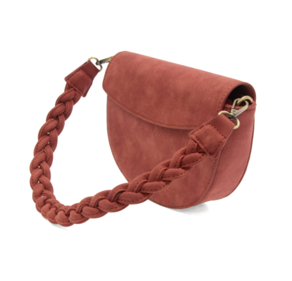 Rust Luna Crescent Crossbody w/Braided Strap