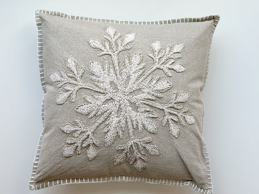 BEIGE SNOWFLAKE PILLOW