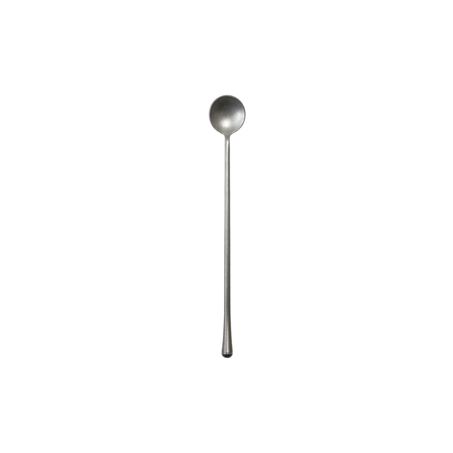 Stainless Steel Cocktail Spoon, Brushed Pewter Finish
