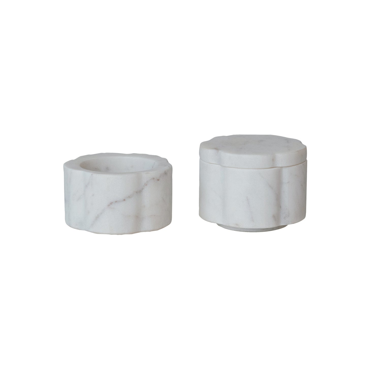 Marble Scalloped Stackable Pinch Pots w/ Lid