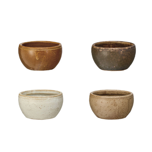 Stoneware Vintage Reproduction Pinch Pot, 4 Colors (Each One Will Vary)