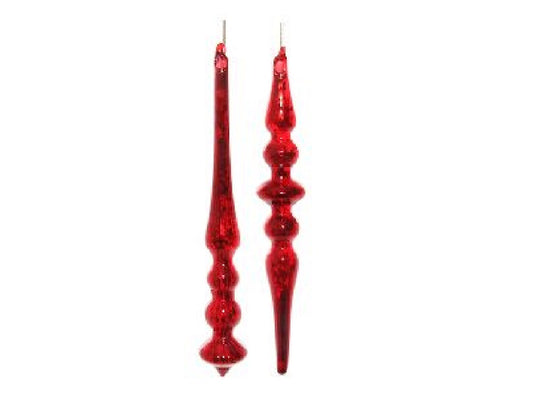 Glass drop lined antique red ornament