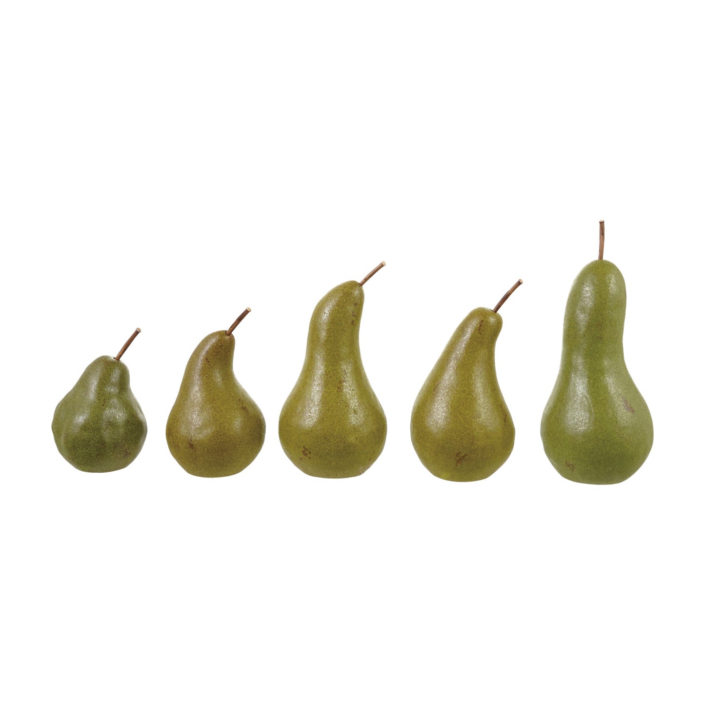 Stoneware Pears, Green, Set of 5 (Each Will Vary)