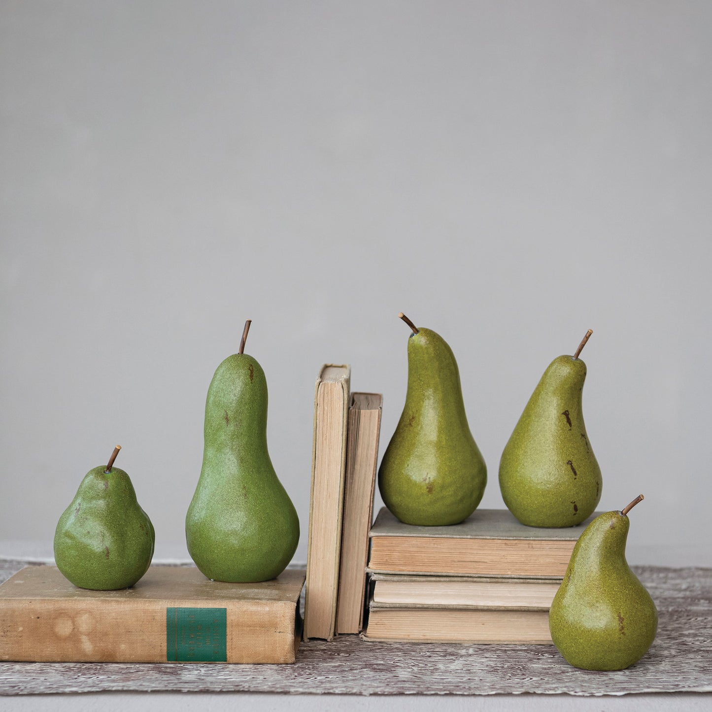 Stoneware Pears, Green, Set of 5 (Each Will Vary)