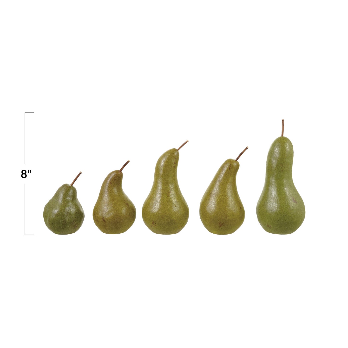 Stoneware Pears, Green, Set of 5 (Each Will Vary)