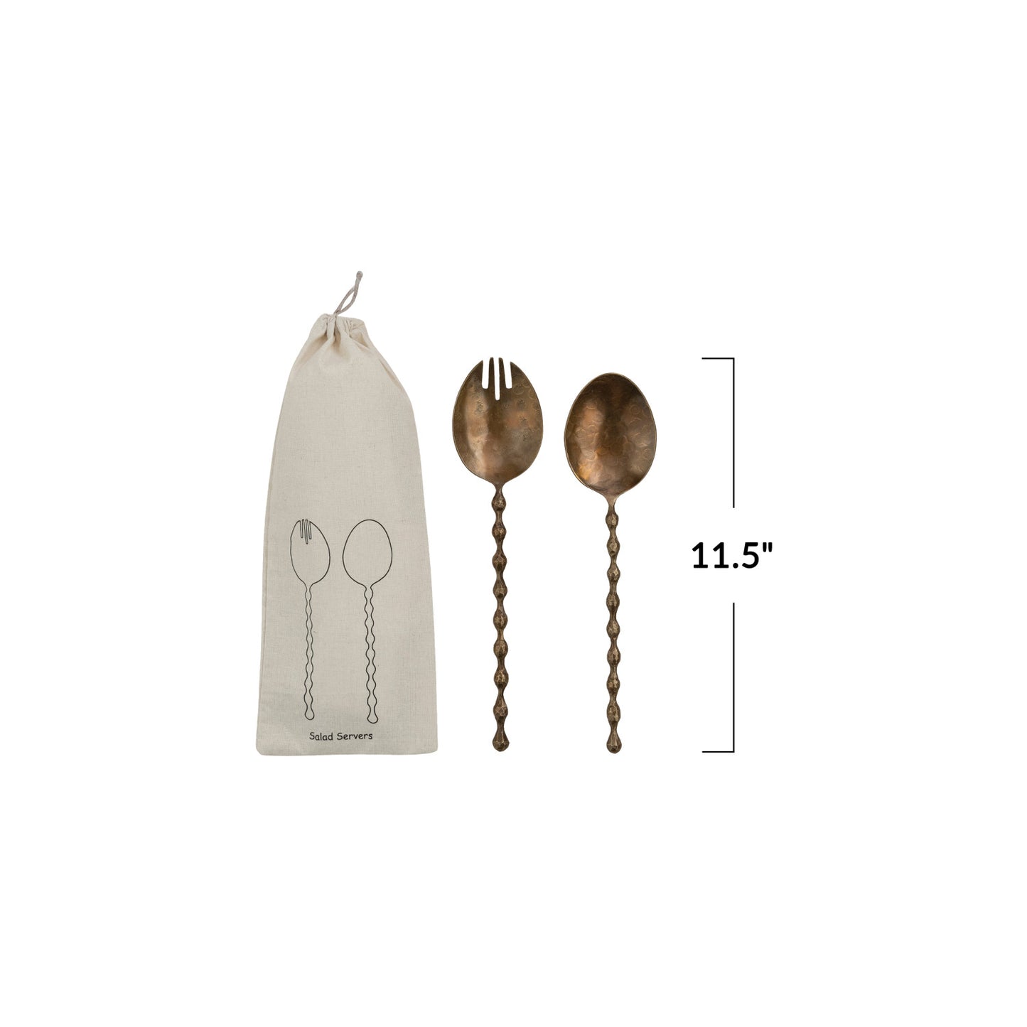 Stainless Steel Salad Servers with Turned Handles, Set of 2 in Bag