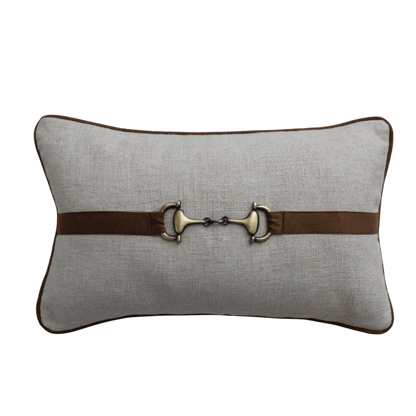 Viscose & Linen Lumbar Pillow with Faux Suede & Cotton Back