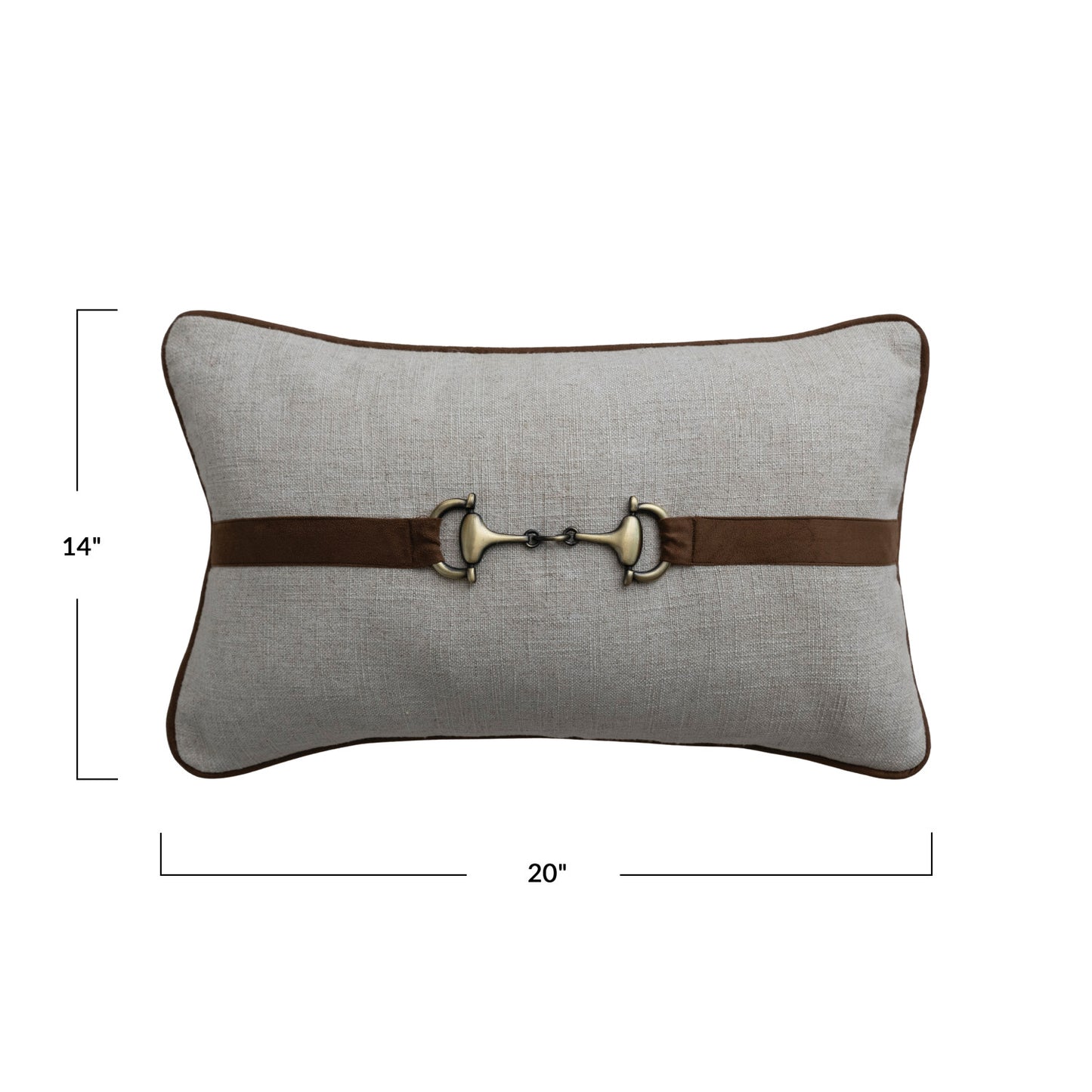 Viscose & Linen Lumbar Pillow with Faux Suede & Cotton Back