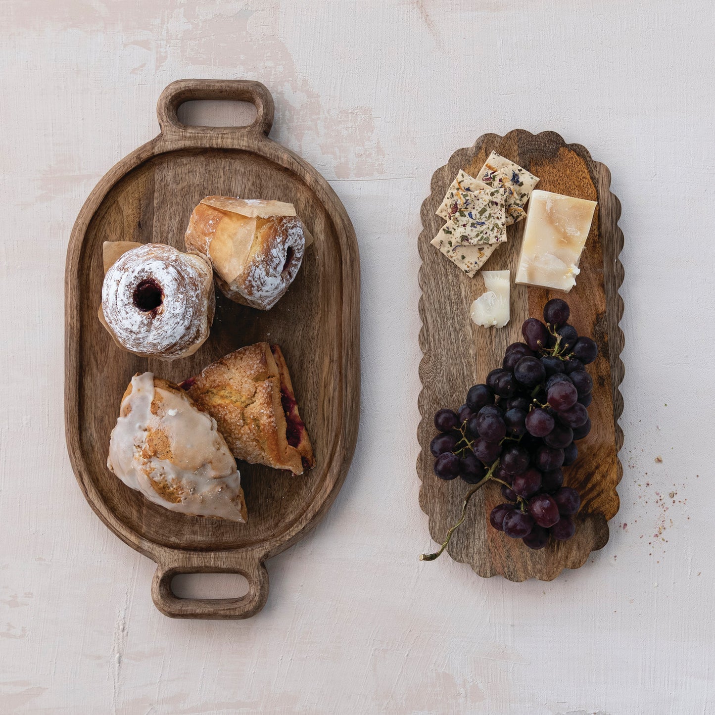 Oval Mango Wood Tray with Handles